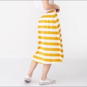 VTG Christian Dior Striped Cotton Skirt S Yellow